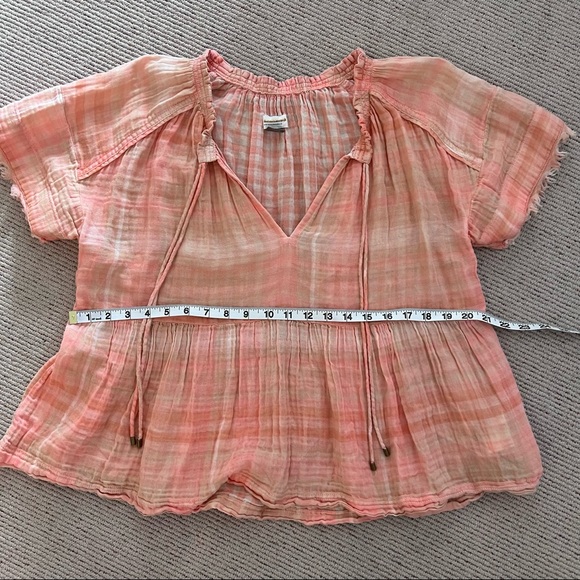Anthropologie Gingham Orange Baby Doll Shirt - Picture 3 of 7